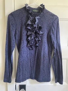 Damen Ralph Lauren dunkelblau Rüschen Top S/M - Bild 1 von 4