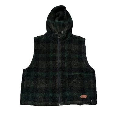 Chaleco de Colección Woolrich Polar Para Mujer Talla S Verde a Cuadros Aire Libre Vacaciones Invierno Cremallera Foto 1 de 4