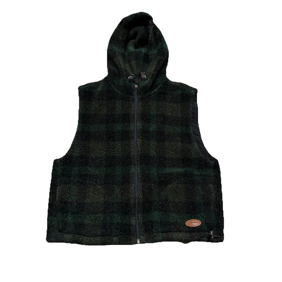 Chaleco de Colección Woolrich Polar Para Mujer Talla S Verde a Cuadros Aire Libre Vacaciones Invierno Cremallera Foto 1 de 4