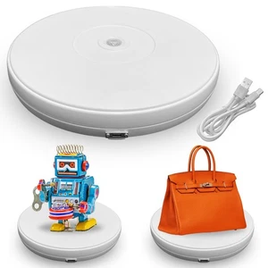 White Electric Motorized Rotating Turntable Display Stand with LED, Type-C Ca... - Picture 1 of 7