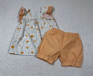 Stitchy Fish Citrus Cutie Orange Girls Ruffle Short Set Size 6 Preppy Novelty - Picture 1 of 7