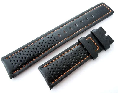 Correa de reloj de cuero premium TAG Heuer Motorsport 20 mm costura naranja en contraste Foto 1 de 3