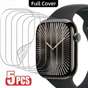5PCS Apple Watch Screen Protector Film 49mm 45mm 44mm 41mm Series 9 8 7 SE Ultra - Photo 1 sur 5