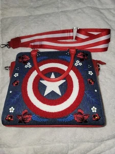 LOUNGEFLY X Marvel Captain America 80th Anniversary Crossbody Bag MVTB0136 - Picture 1 of 4