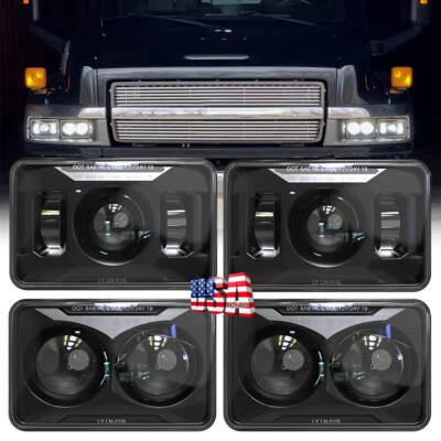 Newest 4pc 4x6" inch LED Headlights for Chevy C4500 C5500 C7500 Kodiak 2003-2009 - Image 1 of 4