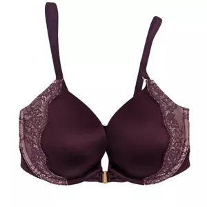 Victoria's Secret Very Sexy Plunge Push Up Bra Women 32DD Front Closure Red Lace - Picture 1 of 6