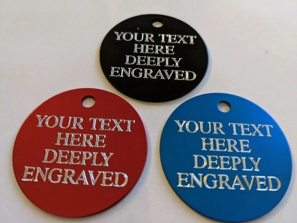 ENGRAVED DOG/CAT ID NAME TAG DISC PERSONALISED PET IDENTITY TAGS COLOURED - Image 1 of 1