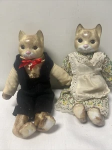 Vintage Boy And Girl Cat Doll Figures Ceramic Collectable - Picture 1 of 15