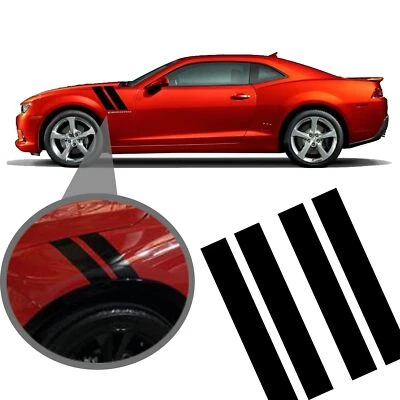 4pcs Car Hood Side Fender Racing Stripe Hash Mark Decor Trim Vinyl Decal Sticker - Image 1 of 4