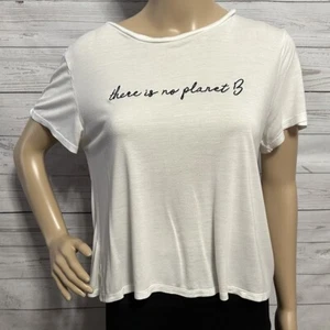 H&M Divided T-Shirt Medium White Black Embroidered "There Is No Planet B" Shirt - Picture 1 of 13