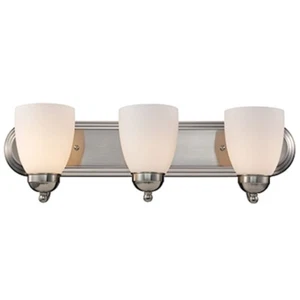 Trans Globe Clayton 3 LT Vanity Bar, Brushed Nickel/White Frost - 3503-1BN - Picture 1 of 1