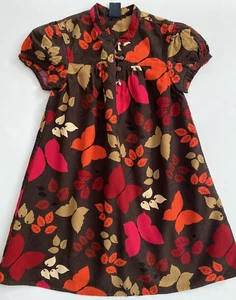 Baby Gap Girls Corduroy A-Line Dress Butterfly Print Brown Orange XS/4-5/ NWT - Picture 1 of 2