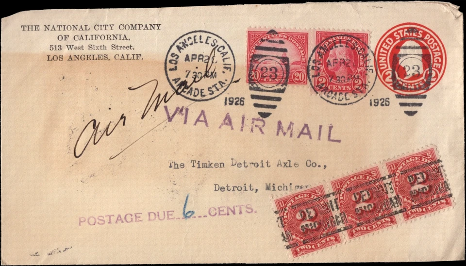 SAVOYSTAMPS - UNITED STATES COVERS - 1926 Postage Due on cover to Detroit - Image 1 of 1
