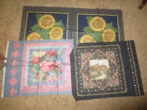 3 FLORAL COTTON DESIGNS for Accent Pillows - SUNFLOWERS, ROSES, COUNTRY HOME - Picture 1 of 4