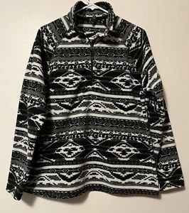 Eddie Bauer Damen 1/4 Zip Fleece Pullover Gr. XL schwarz weiß Azteken Natur Wanderung - Bild 1 von 10