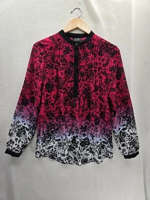 Blusa Top Nicole Miller Floral Manga Larga $48 Nueva con Etiquetas Talla-S Foto 1 de 4