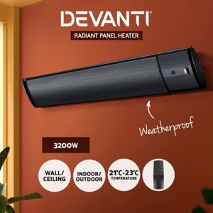 Devanti Electric Infrared Radiant Strip Heater 3200W Panel Heat Bar w/ Remote - Picture 1 of 11