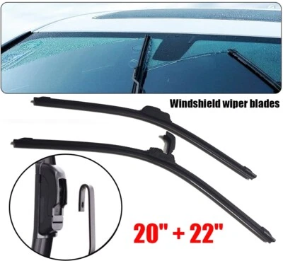 (Juego de 2) Escobilla limpiaparabrisas para todas las estaciones 22" + 20" gancho en J sin soporte duradero Foto 1 de 4