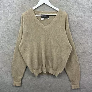 Peruvian Connection Jumper Mens Large Beige 100% Alpca Sweatshirt Knit V Neck - Picture 1 of 7