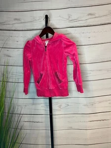 EUC Circo Girls Pink Velour Hoodie Full Zip Sweatshirt Embellishments M 7/8 - Picture 1 of 2