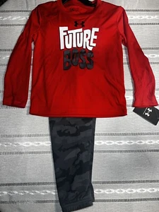 Under Armour Toddler Boys 4T FUTURE BOSS 2 Piece Set Outfit Red Camo NWT - Picture 1 of 11