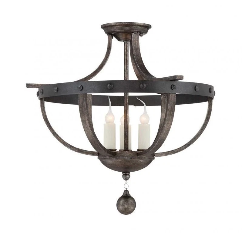 Savoy House Alsace 3 Light Semi Flush in Reclaimed Wood