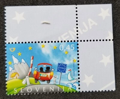 Slovenia Entry Into the Schengen Zone 2007 European Union Car (stamp margin) MNH - Image 1 of 4