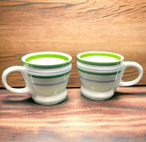 Starbucks 2007 3 oz tazas de café espresso Demitasse verde azul juego de 2 rayas - Imagen 1 de 15