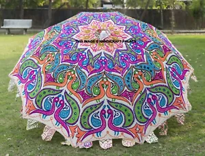 Handmade Embroidered Garden Umbrella Outdoor Patio Parasol Indian Beach Umbrella - Picture 1 of 3