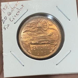 1973 Mexico 20 Centavos - Pyramid of the Sun at Teotihuacán KM#441 - Picture 1 of 2
