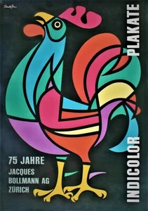 Original vintage poster INDICOLOR POSTERS ROOSTER 1951 Brun - Picture 1 of 1