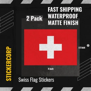 Swiss Flag Sticker Die Cut Decal Self Adhesive Vinyl Switzerland - 2 Pack - Bild 1 von 1