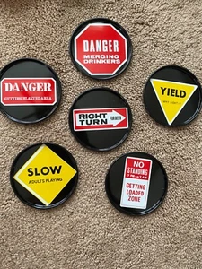 Lot fo 6 Vintage Humorous Fun Tin Litho Metal Drink Bar Coasters Made in Japan - Picture 1 of 7