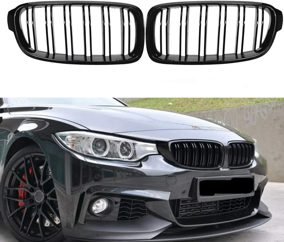 For BMW 13-19 F30 F31 3-Series 320i 328i Front Kidney Grille Grill Gloss Black Foto 1 de 4