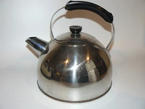 Vintage Revere Ware Huge 5 Quart Tea Kettle Solid Copper Chrome Rome NY - Picture 1 of 16