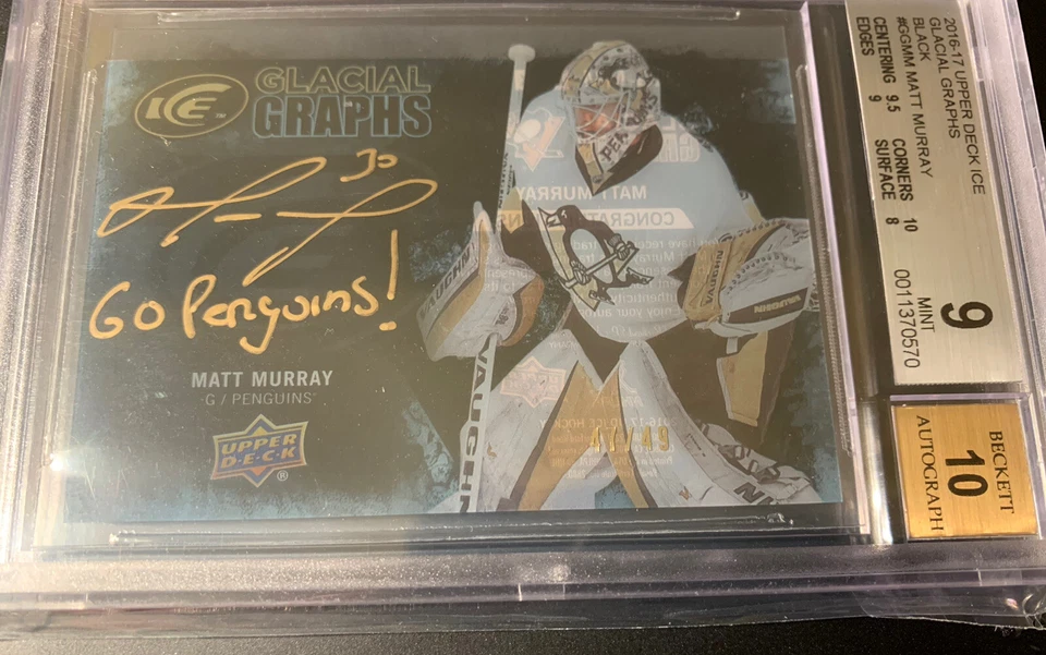 2016-17 UD Ice Hockey #GG-MM Matt Murray Glacial Graphs /49 Beckett 9.0 Mint - Image 1 of 4