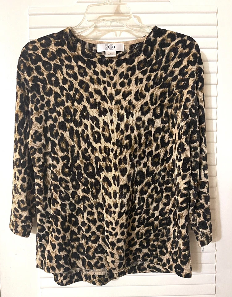 Blusa estilo leopardo manga larga OF-04A - K.I.K.I.T para mujer (envío gratuito) Foto 1 de 4