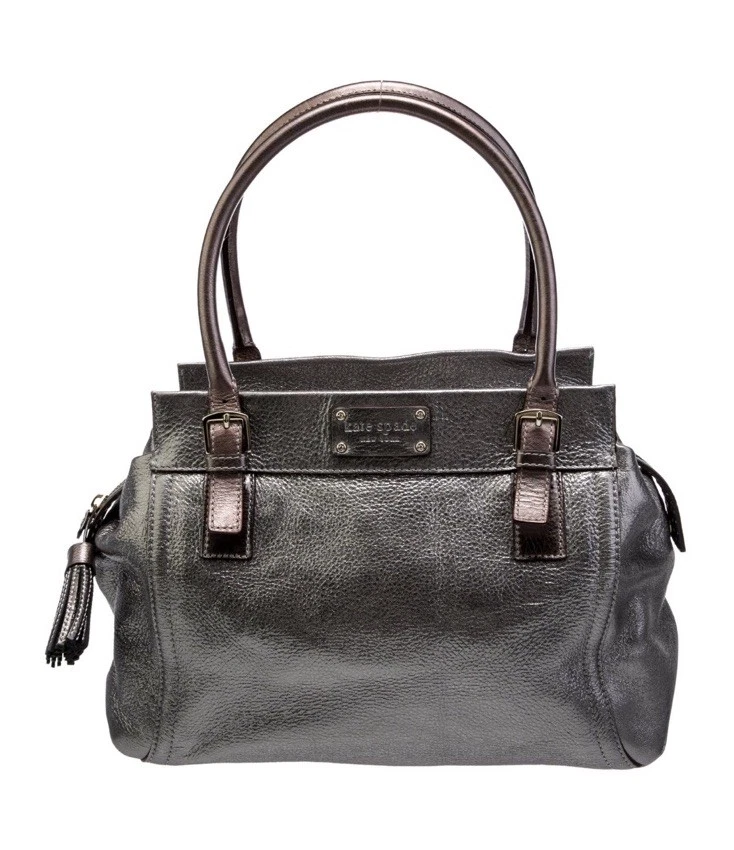 Сумка Kate Spade New York кожаная верхняя ручка металлик серебристая - Изображение 1 из 4