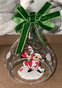 Disney Mickey & Minnie Mouse 2020 Sketchbook Glass Christmas Mistletoe Ornament - Picture 1 of 6