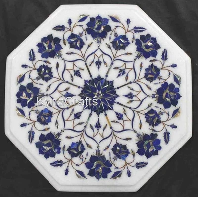 Lapis Lazuli Stone End Table Top with Inlay Work Octagon Marble Coffee Table - Image 1 of 4