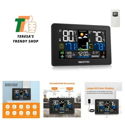 Weather Station Wireless Indoor Outdoor Thermometer for Home, Large Color Dis... - Image 1 of 4
