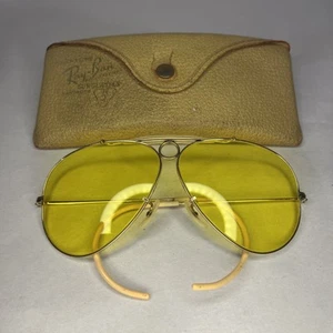 Vintage 1960s 12k gf BL Bullet Hole Ray-Ban Aviator Sunglasses - Original Case - Picture 1 of 12