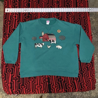 Sudadera Grande De Colección Años 90 Hanes Cottagecore Abuela Aplicada Exterior Otoño Naturaleza Foto 1 de 4