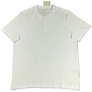 Calvin Klein Jeans Mens T-Shirt Size L White Textured Rib Henley SS Knit Tee NWT - Picture 1 of 6