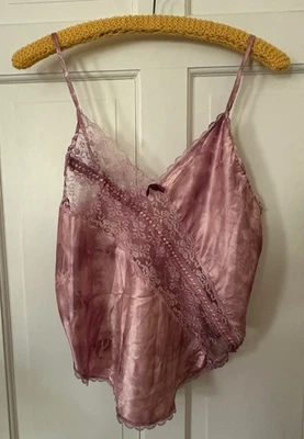 De Colección Y2K Rosa Encaje Satinado Camisola Top Lencería Coqueta Fairycore M L EE. UU. Foto 1 de 4