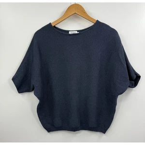 The Reset R Label S/M Knit Top Blue Striped Dolman Sleeve Cotton Linen Blend - Picture 1 of 7