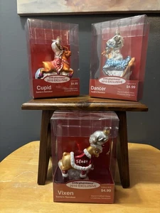 Santa's Reindeer Glass Ornament CVS  2010 Cupid Vixen Dancer Set Of 3 - Picture 1 of 10