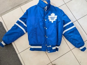 RARE VINTAGE TORONTO MAPLE LEAFS NHL HOCKEY SATIN JACKET SHAIN OF CANADA SZ.  L - Picture 1 of 3