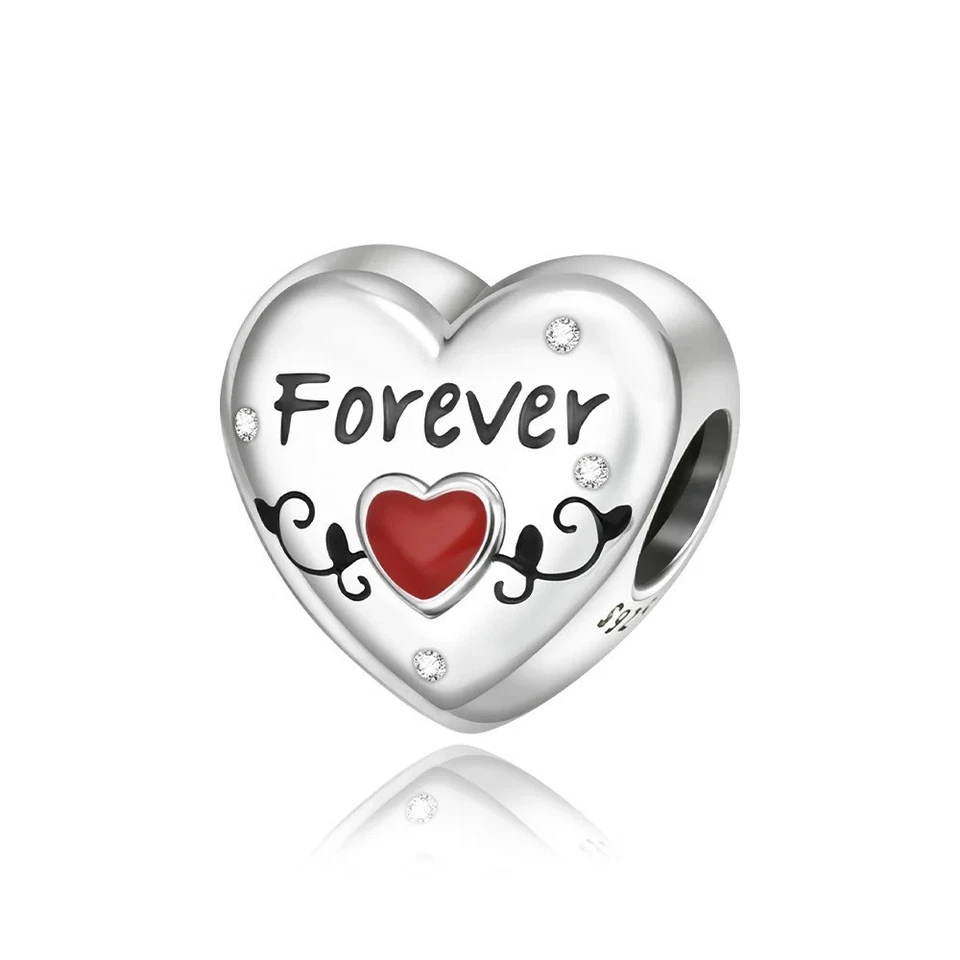 Charm Herz Anhänger " Forever "  925 Silber passend für Pandora Armband - Bild 1 von 1