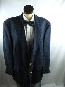 Brooks Brothers 100% Linen Men's Blazer Sport Coat Navy Blue Size 44/46R - Picture 1 of 8